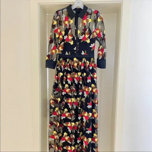 sachin and babi light blue dress Badgley Mischka Women Dress Size 10 Cocktail Embroidered Long Sleeve V Neck main image 0